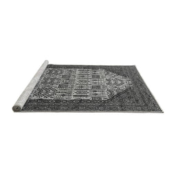 Sideview of Machine Washable Oriental Gray Industrial Rug, wshurb1473gry