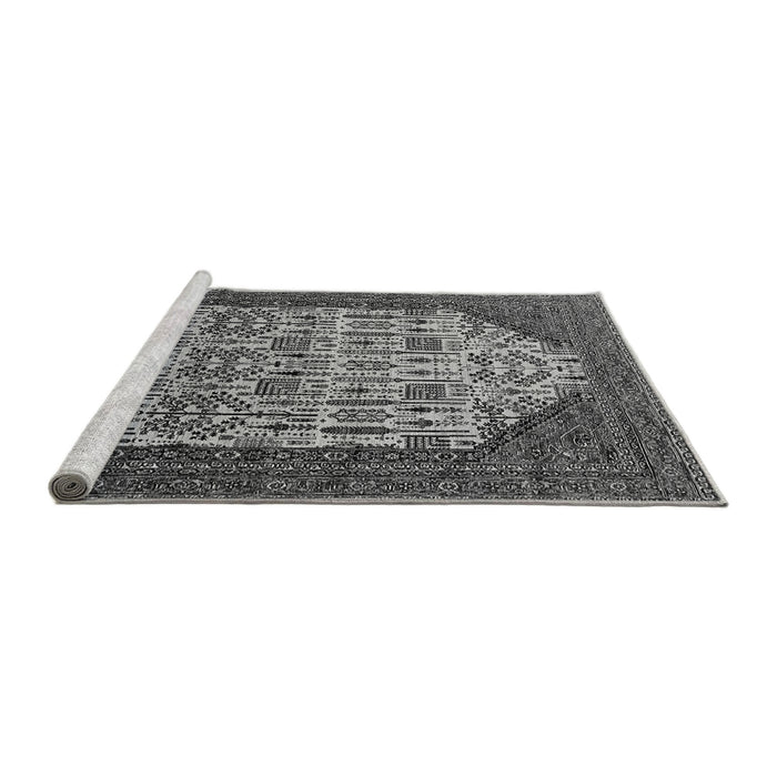 Sideview of Machine Washable Oriental Gray Industrial Rug, wshurb1473gry