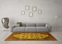 Machine Washable Oriental Yellow Industrial Rug, wshurb1473yw