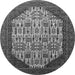 Round Oriental Gray Industrial Rug, urb1473gry