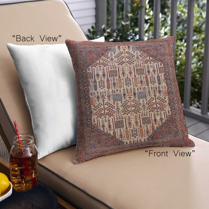 Front View of Mid-Century Modern Urban Square Deep Red Throw Pillow, 18 inch by 18 inch, pwurb1473