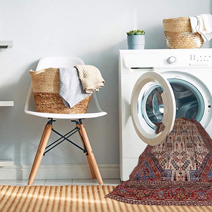 Machine Washable Industrial Modern Deep Red Rug in a Washing Machine, wshurb1473