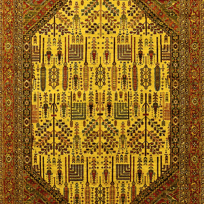 Machine Washable Oriental Yellow Industrial Rug, wshurb1473yw