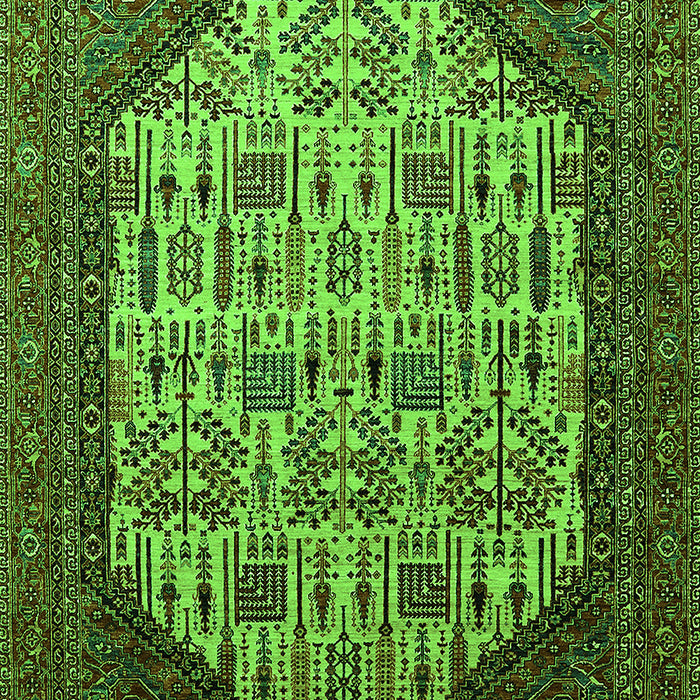 Machine Washable Oriental Green Industrial Area Rugs, wshurb1473grn