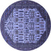 Round Oriental Blue Industrial Rug, urb1473blu