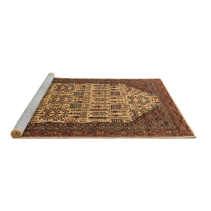 Sideview of Machine Washable Oriental Brown Industrial Rug, wshurb1473brn