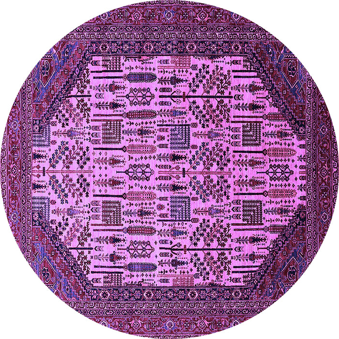 Round Oriental Purple Industrial Rug, urb1473pur
