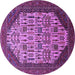 Round Oriental Purple Industrial Rug, urb1473pur