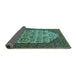 Sideview of Oriental Turquoise Industrial Rug, urb1473turq