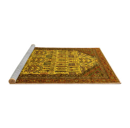 Sideview of Machine Washable Oriental Yellow Industrial Rug, wshurb1473yw