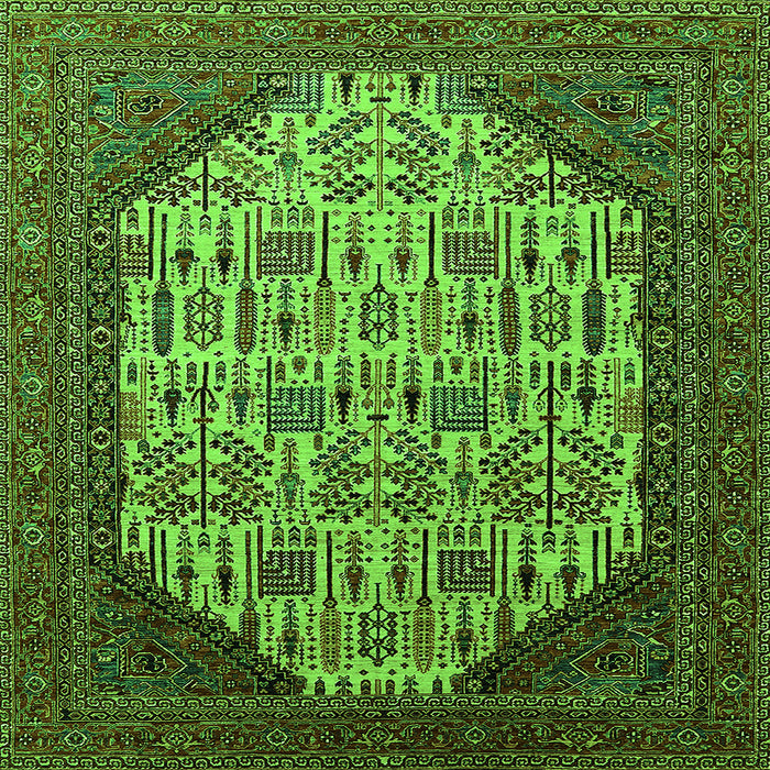 Square Oriental Green Industrial Rug, urb1473grn