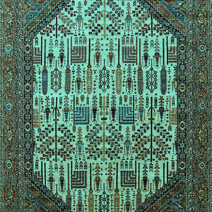 Machine Washable Oriental Turquoise Industrial Area Rugs, wshurb1473turq