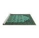 Sideview of Machine Washable Oriental Turquoise Industrial Area Rugs, wshurb1473turq