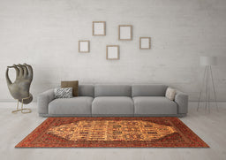 Machine Washable Oriental Orange Industrial Area Rugs in a Living Room, wshurb1473org