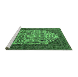 Sideview of Machine Washable Oriental Emerald Green Industrial Area Rugs, wshurb1473emgrn