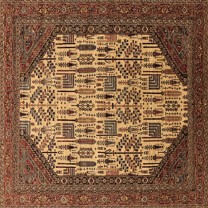 Square Oriental Brown Industrial Rug, urb1473brn