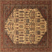 Square Oriental Brown Industrial Rug, urb1473brn