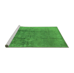 Sideview of Machine Washable Oriental Green Industrial Area Rugs, wshurb1474grn