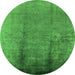 Round Oriental Green Industrial Rug, urb1474grn