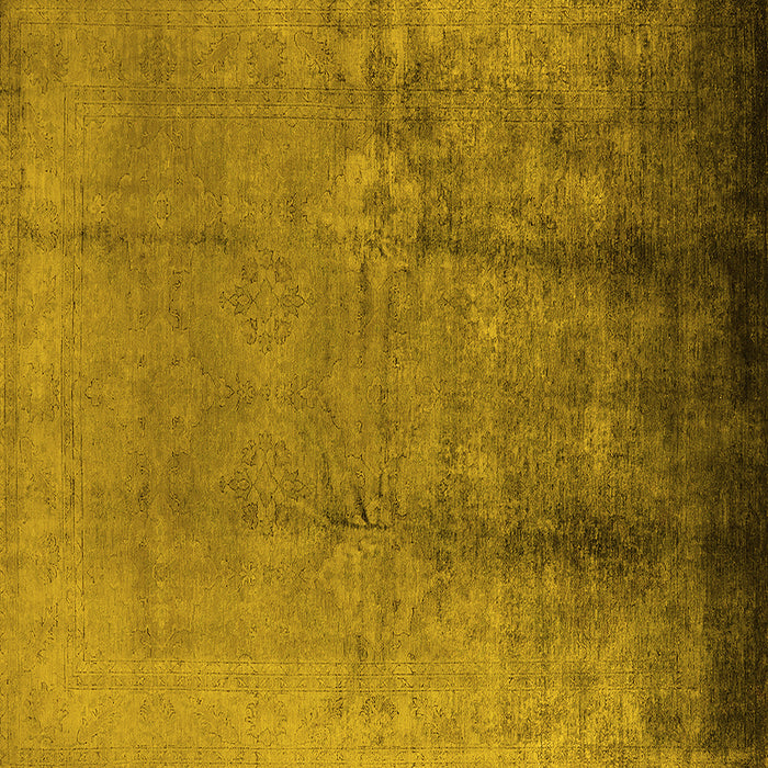 Square Machine Washable Oriental Yellow Industrial Rug, wshurb1474yw