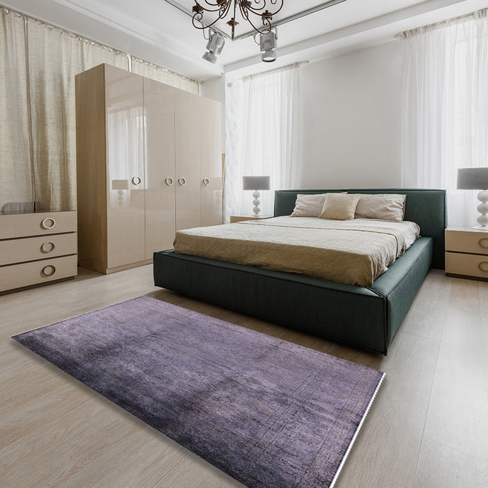 Machine Washable Industrial Modern Grape Purple Rug in a Bedroom, wshurb1474