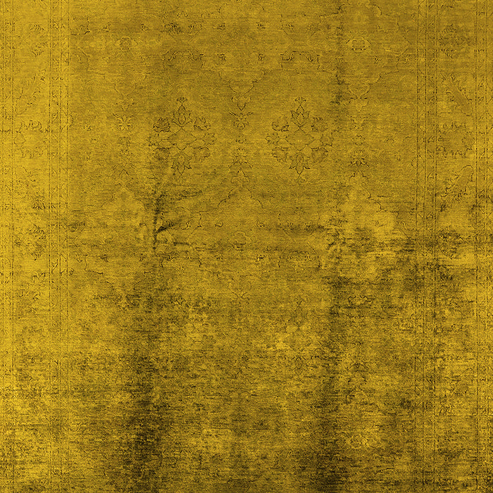 Machine Washable Oriental Yellow Industrial Rug, wshurb1474yw