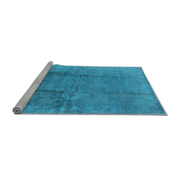 Sideview of Machine Washable Oriental Light Blue Industrial Rug, wshurb1474lblu