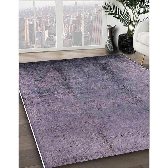 Mid-Century Modern Purple Oriental Rug in Family Room, urb1474