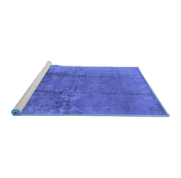 Sideview of Machine Washable Oriental Blue Industrial Rug, wshurb1474blu