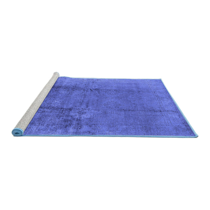 Sideview of Machine Washable Oriental Blue Industrial Rug, wshurb1474blu