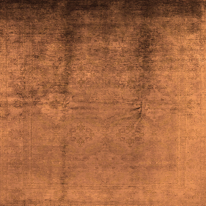 Square Machine Washable Oriental Orange Industrial Area Rugs, wshurb1474org