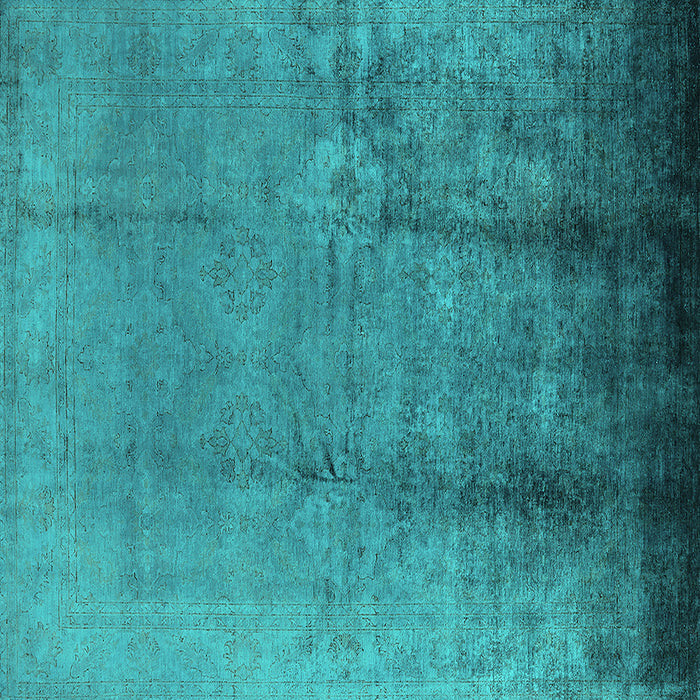 Square Oriental Turquoise Industrial Rug, urb1474turq