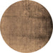 Round Oriental Brown Industrial Rug, urb1474brn