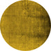 Round Oriental Yellow Industrial Rug, urb1474yw