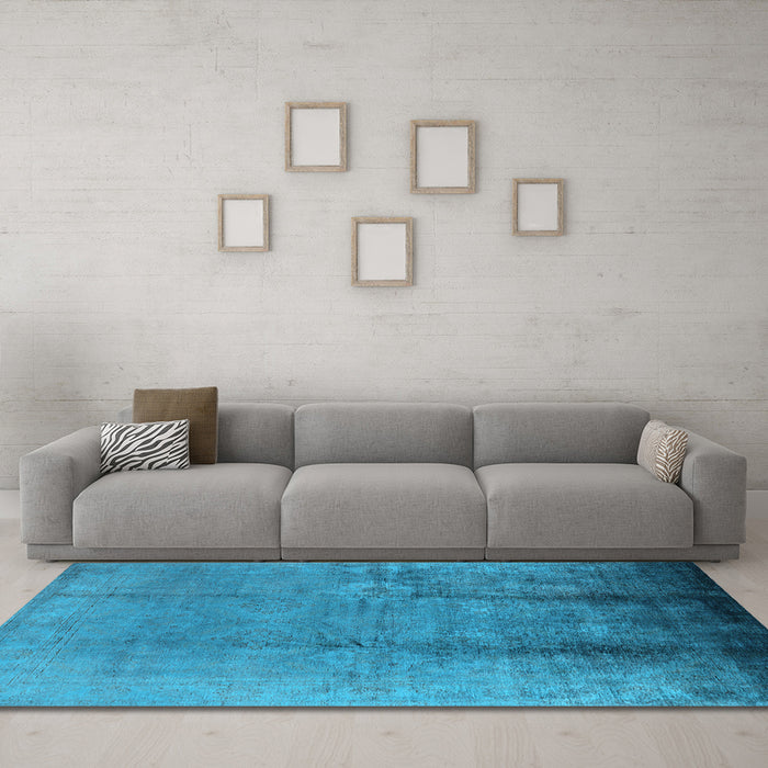 Machine Washable Oriental Light Blue Industrial Rug in a Living Room, wshurb1474lblu