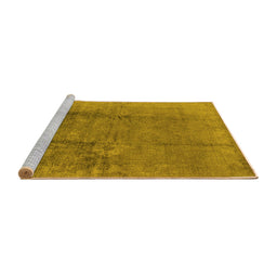 Sideview of Machine Washable Oriental Yellow Industrial Rug, wshurb1474yw