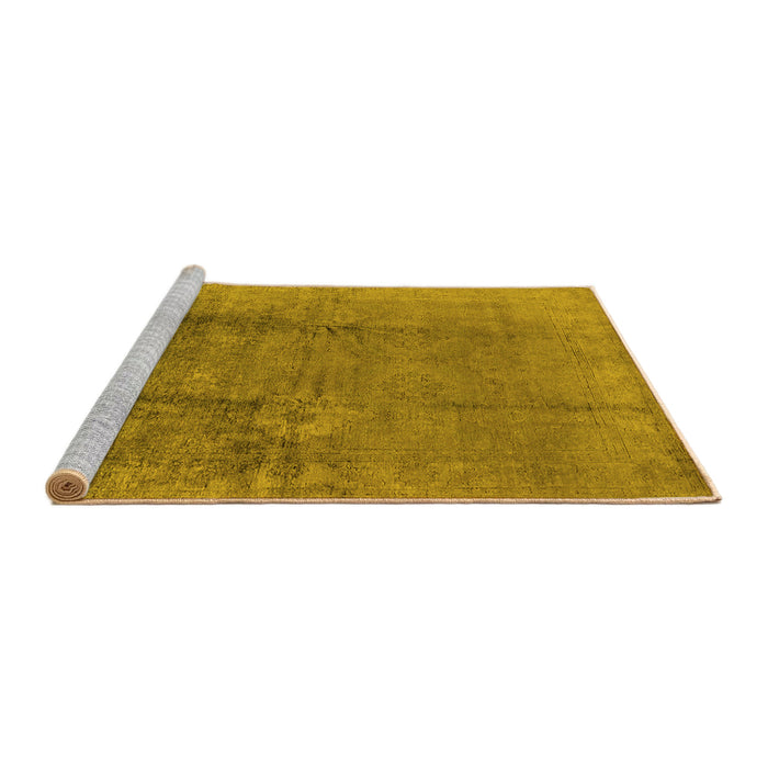 Sideview of Machine Washable Oriental Yellow Industrial Rug, wshurb1474yw