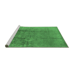 Sideview of Machine Washable Oriental Emerald Green Industrial Area Rugs, wshurb1474emgrn