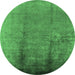 Round Oriental Emerald Green Industrial Rug, urb1474emgrn