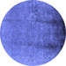 Round Oriental Blue Industrial Rug, urb1474blu