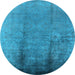 Round Oriental Light Blue Industrial Rug, urb1474lblu