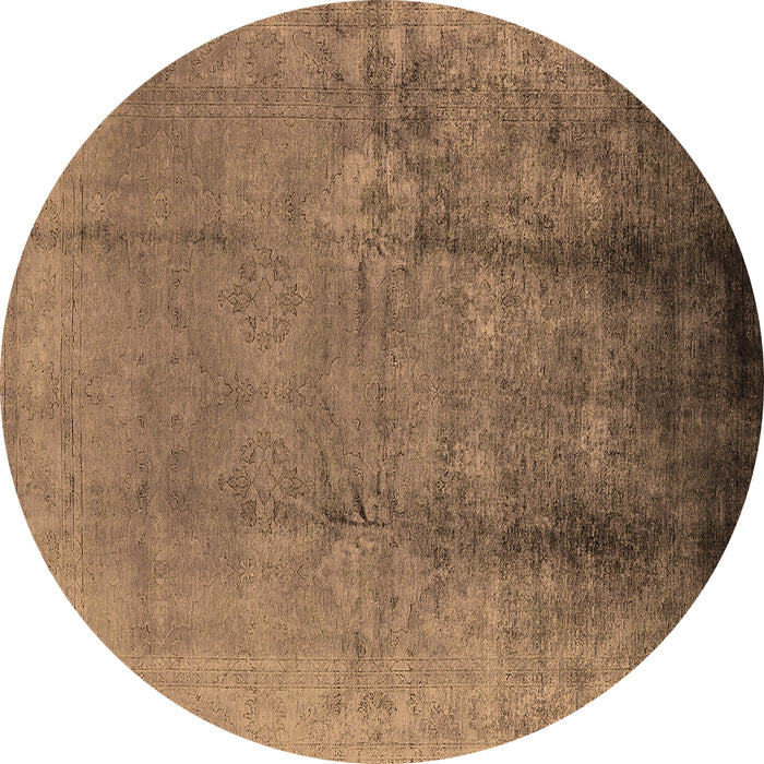 Round Machine Washable Oriental Brown Industrial Rug, wshurb1474brn