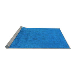 Sideview of Machine Washable Persian Light Blue Bohemian Rug, wshurb1475lblu