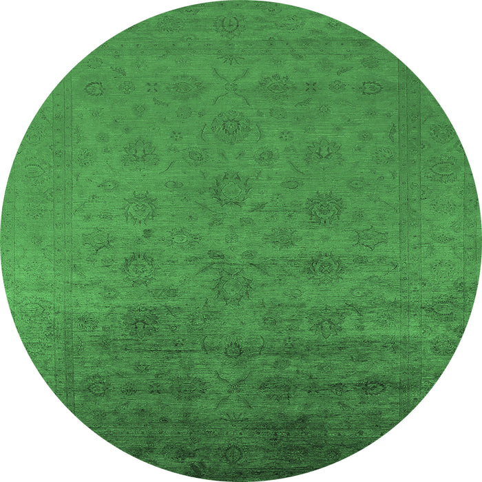 Round Persian Emerald Green Bohemian Rug, urb1475emgrn