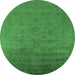 Round Persian Emerald Green Bohemian Rug, urb1475emgrn