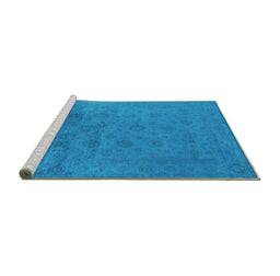 Sideview of Machine Washable Persian Turquoise Bohemian Area Rugs, wshurb1475turq