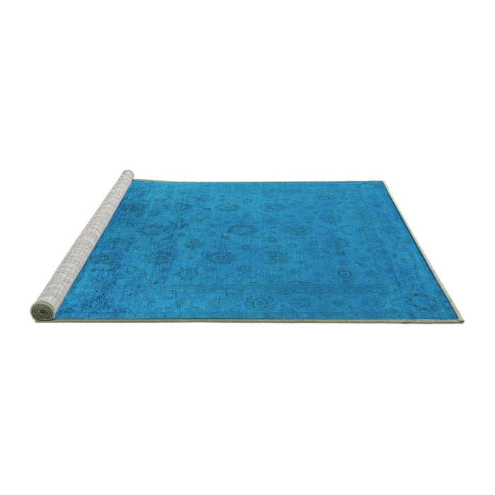 Sideview of Machine Washable Persian Turquoise Bohemian Area Rugs, wshurb1475turq