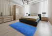 Mid-Century Modern Neon Blue Persian Rug in a Bedroom, urb1475