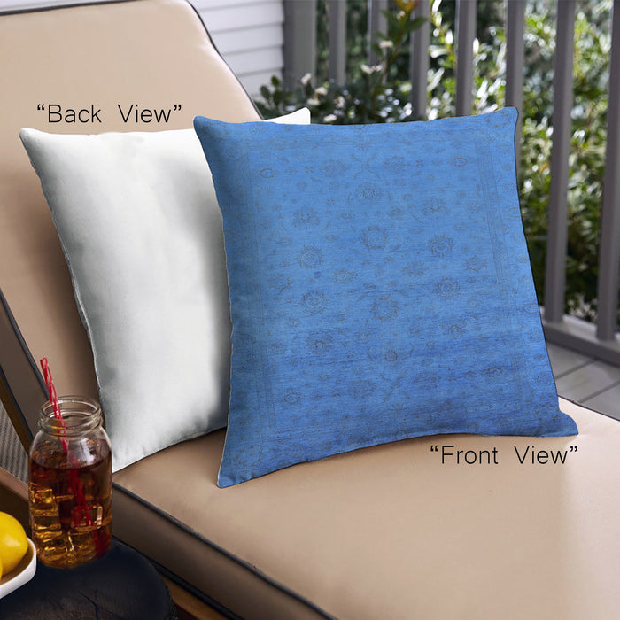 Front View of Mid-Century Modern Urban Square Neon Blue Throw Pillow, 18 inch by 18 inch, pwurb1475