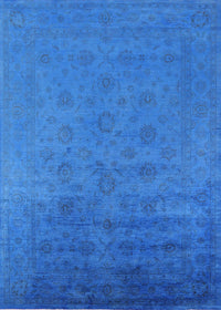 Machine Washable Industrial Modern Neon Blue Rug, wshurb1475